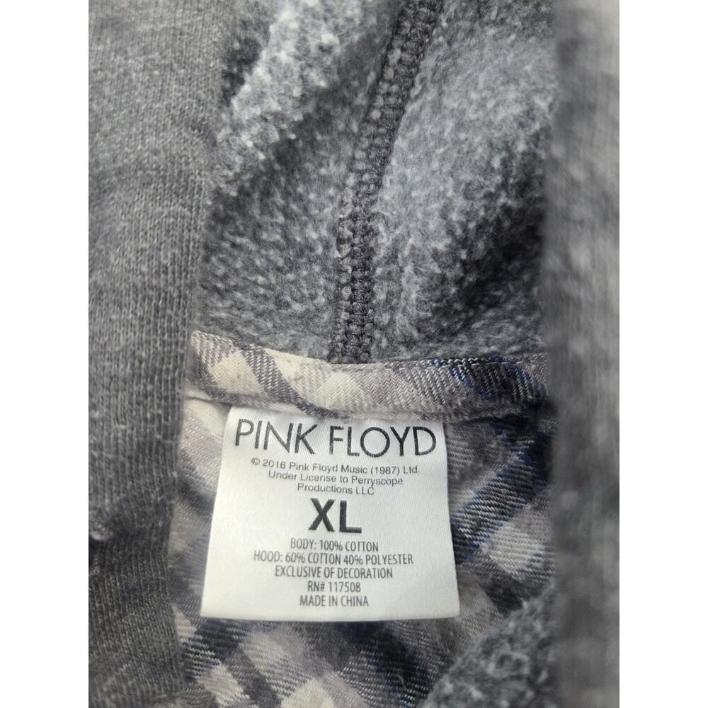 Pink Floyd Hooded Flannel Shirt Men XL Black White Plaid Dark Side Of Moon '73 - Picture 7 of 11